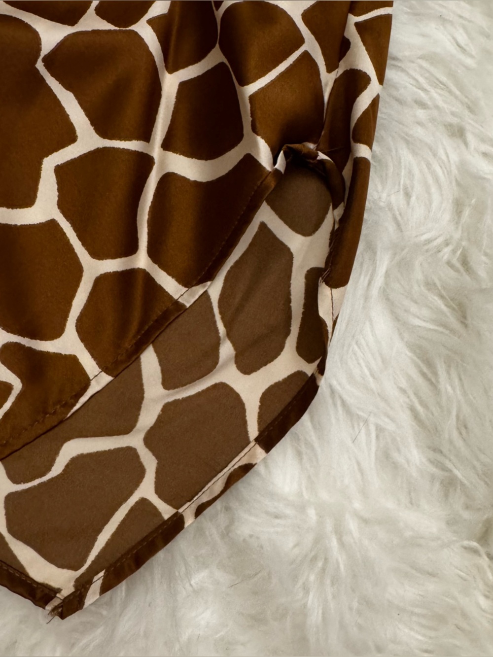 Audrey 3+1 Giraffe-Print Satin Cami in Brown and Cream - Picture 6 of 9